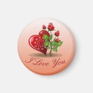 Imán Corazón espiral y rosa roja