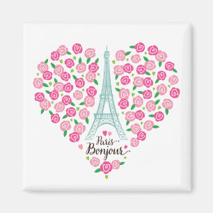 Imán Corazón floral de París Bonjour el  