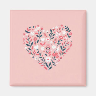 Imán Corazón floral de San Valentín