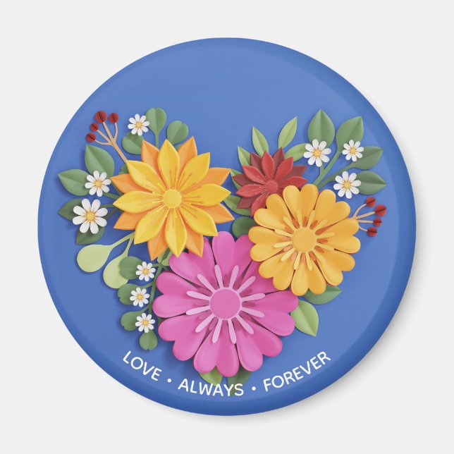 Imán Corazón floral esculpido elegante (Frente)