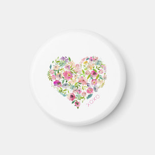 Imán Corazón floral rosa XOXO Día de San Valentín de am