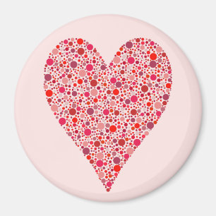 Imán Corazón Forma Lunares Carmesí en Rosa