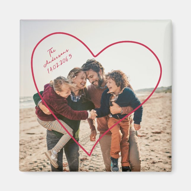 Imán Corazón fotográfico de la familia el día de San Va (Frente)