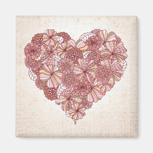 Imán Corazón hecho de flores dibujadas mano