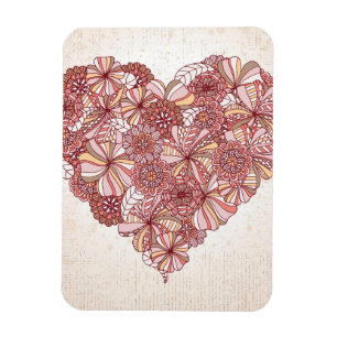 Imán Corazón hecho de flores dibujadas mano