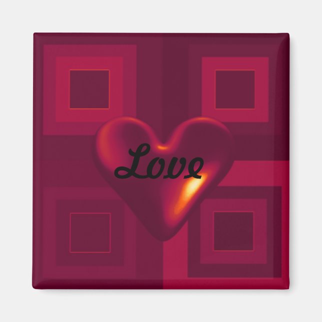 Imán Corazón Hinchado Rojo Rubí (Frente)