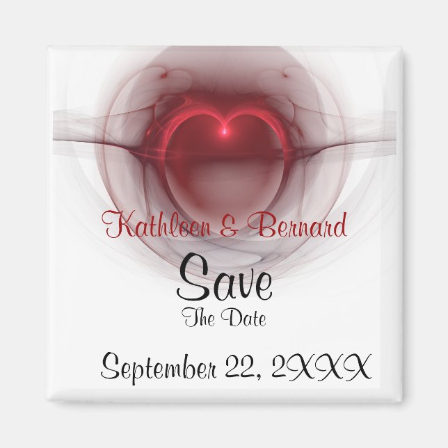 Imán Corazón iluminado personalizado "Save the Date" (Frente)