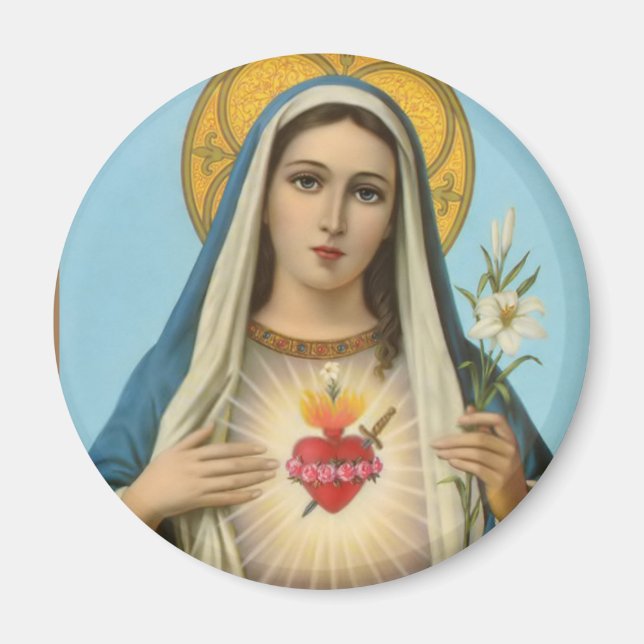 Imán Corazón inmaculado de María Imagen religiosa de Nu (Frente)