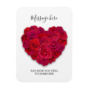 Imán Corazón minimalista de rosa roja con texto persona