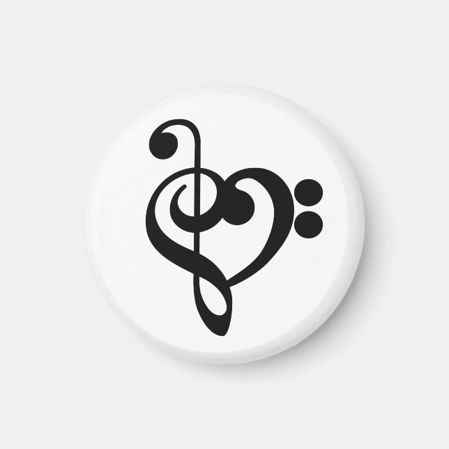 Imán Corazón musical de música - Treble Bass Clef (Frente)