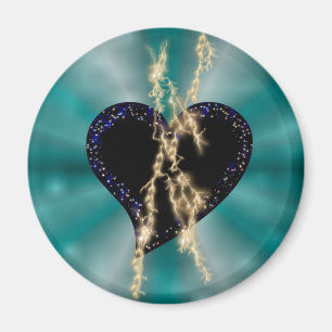 Imán Corazón negro con aroma y estrellas en arcoiris