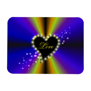 Imán Corazón negro con estrellas en arcoiris amarillo p