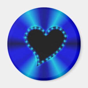 Imán Corazón negro con estrellas en arcoiris azul