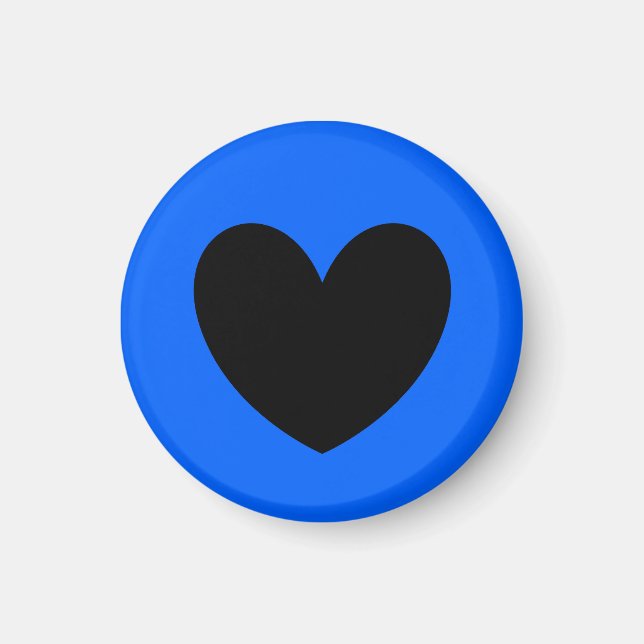 Imán Corazón negro sobre azul (Frente)