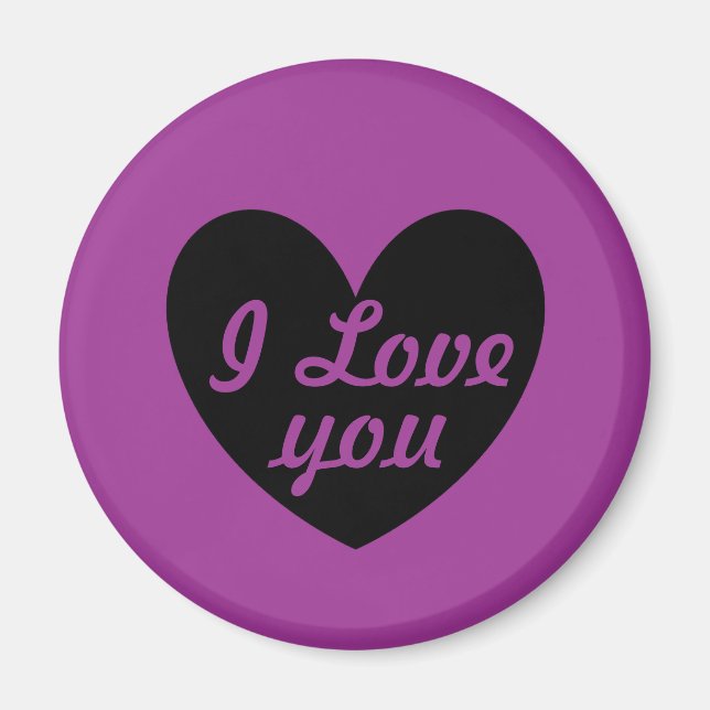 Imán Corazón negro sobre morado (Frente)