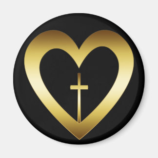 IMÁN CORAZÓN ORO Y CRUZ