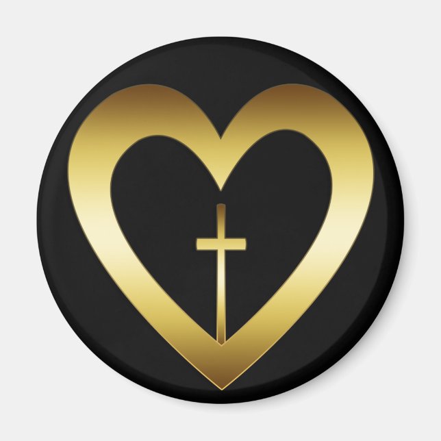 IMÁN CORAZÓN ORO Y CRUZ (Frente)
