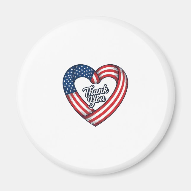 Imán Corazón Patriótico Agradecido Diseño Vectorial Vin (Frente)