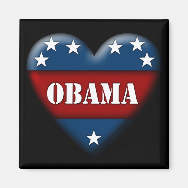 Imán corazón patriótico de obama (Frente)