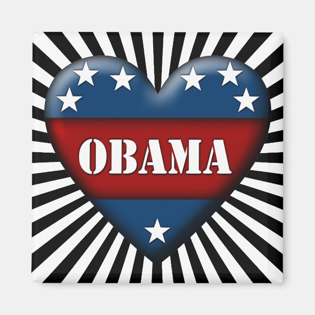 Imán corazón patriótico de obama (Frente)