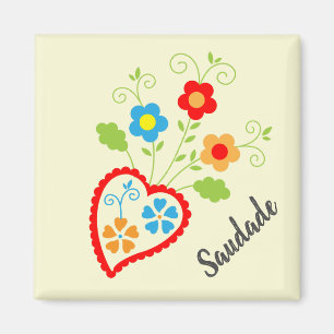 Imán Corazón popular portugués con palabra en salsa