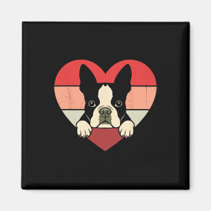 Imán Corazón Retro Boston Terrier Perro Vintage San Val