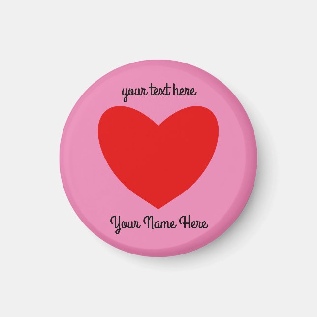 Imán Corazón Rojo #1 Redondo Magnet (Frente)