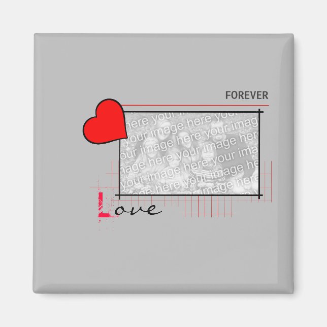 Imán Corazón Rojo Amor Eterno Foto (Frente)