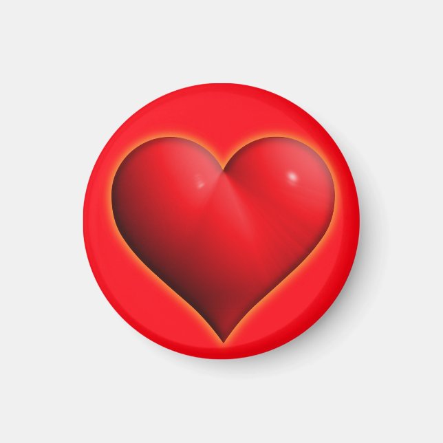 Imán Corazón Rojo Brillante 3-D (Frente)