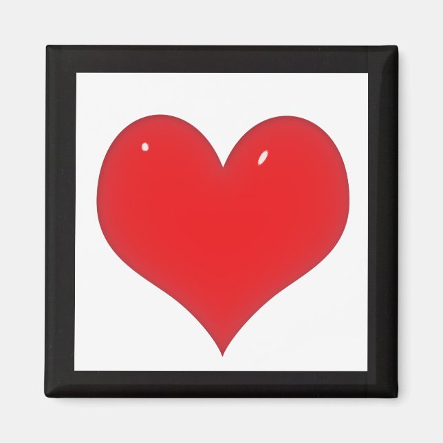 Imán Corazón rojo brillante (agrega tu texto) (Frente)