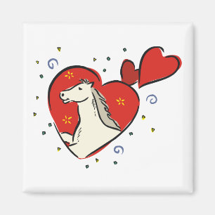 Imán Corazón Rojo Caballo Amor Equino