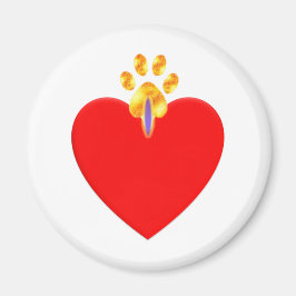 Imán Corazón rojo con garra dorada