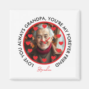 Imán Corazón Rojo Cute Reloj Amo Abuelos Foto