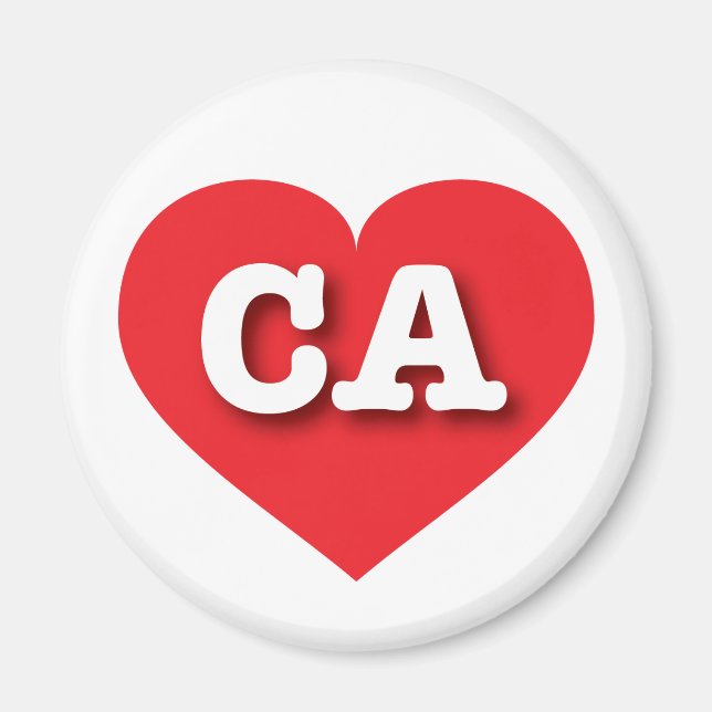 Imán Corazón Rojo de California - Amo CA (Frente)