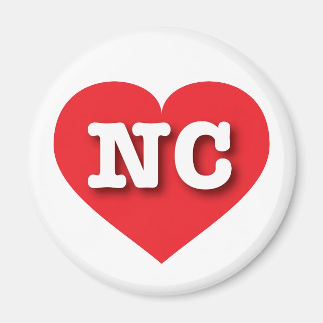 Imán Corazón Rojo de Carolina del Norte - Amo NC (Frente)