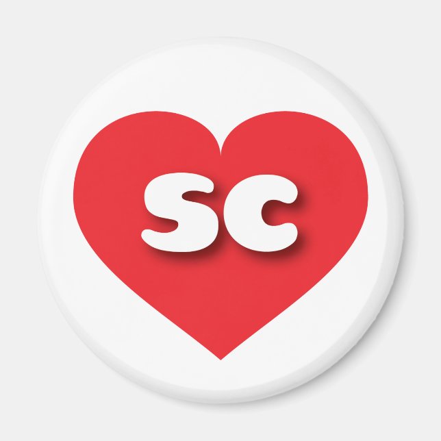 Imán Corazón rojo de Carolina del Sur - Me encanta sc (Frente)