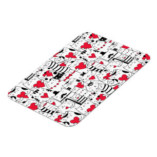 Imán Corazón rojo de gato blanco negro