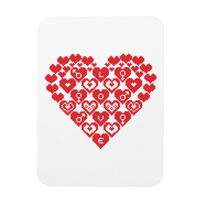 Imán CORAZÓN rojo de los corazones (Vertical)