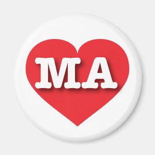 Imán Corazón Rojo de Massachusetts - Me encantan las MA