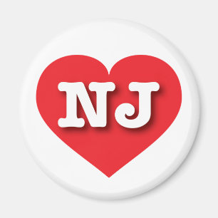 Imán Corazón Rojo de Nueva Jersey - Amo NJ
