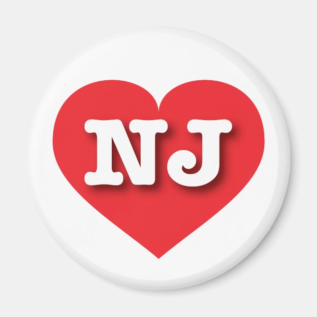 Imán Corazón Rojo de Nueva Jersey - Amo NJ (Frente)