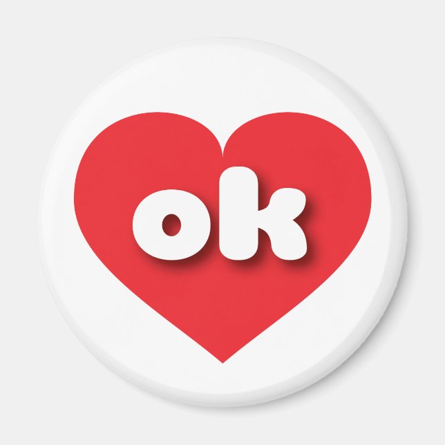 Imán Corazón rojo de Oklahoma - Amo ok (Frente)
