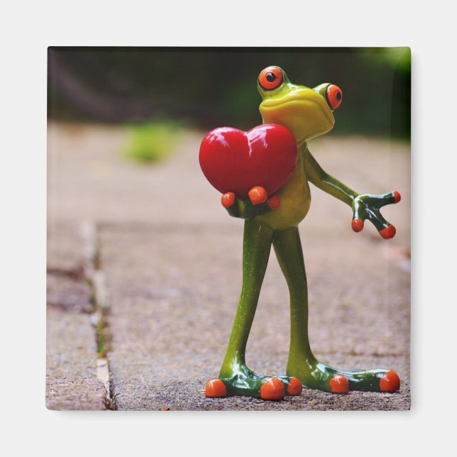 Imán Corazón rojo de rana (Frente)