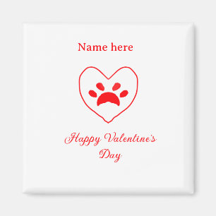 Imán Corazón rojo perro gato pata feliz día de San Vale