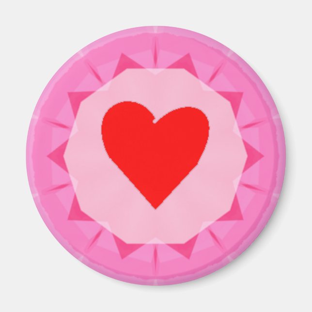 Imán corazón rojo rosa (Frente)