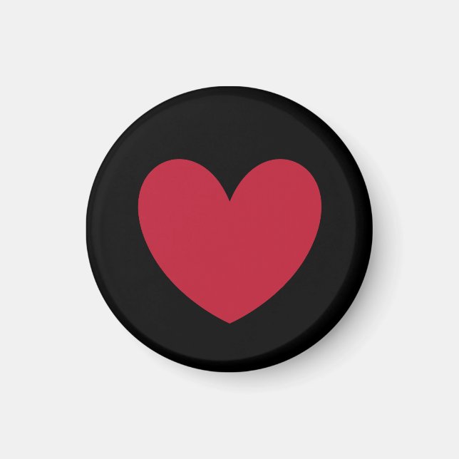 Imán Corazón rojo sobre negro (Frente)