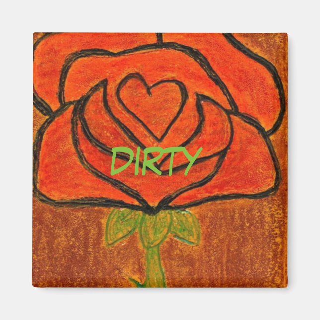 Imán "Corazón Rosa #6" Mano sucia de lavavajillas Estre (Frente)