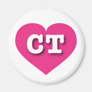 Imán Corazón rosa caliente de Connecticut - Amo el CT