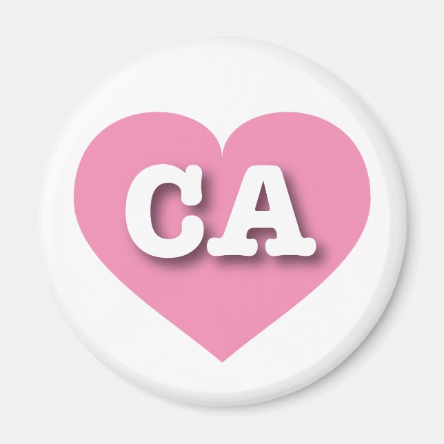 Imán Corazón Rosa de California - Amo CA (Frente)