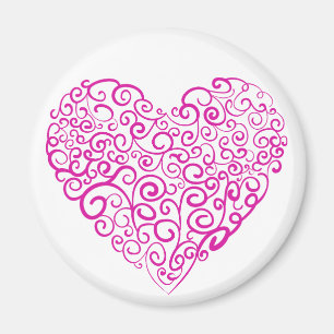 Imán Corazón rosa de escritura a mano espiral para Día